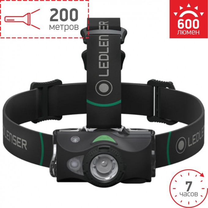 Аккумуляторный налобный фонарь LED LENSER MH8 черный 500972